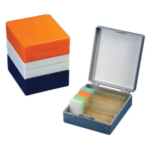 Globe Scientific - From: 513075A To: 513079B - Slide Box For 25 Slides, Cork Lined