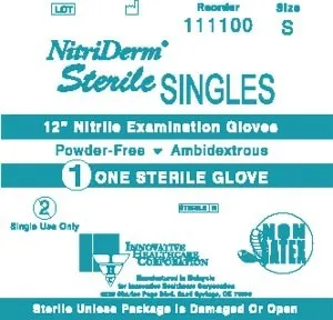 Innovative Healthcare - From: 111100 To: 111350  NitriDerm   Gloves, Exam, Nitrile, Sterile, PF, Singles, Cuff