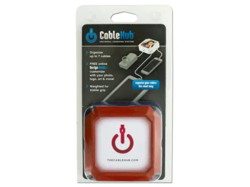 Kole Imports - From: EL858 To: EL859 - Square Red Cablehub Customizable Universal Charging Station