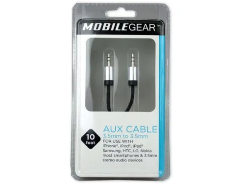 Kole Imports - EN151 - Mobile Gear 10 Aux Cable Audio Cord