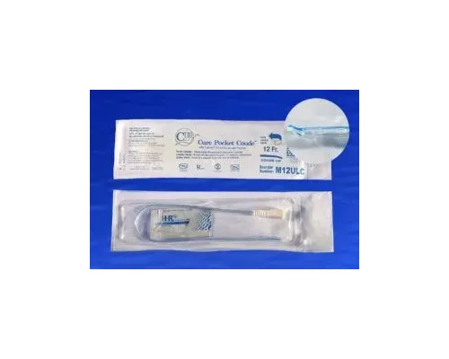 Cure - M12ULC - Cure Medical Pocket Male Intermittent Catheter. U-shaped with Coude Tip plus water soluble lubricant