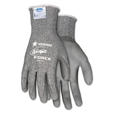 Mcr Safety - CRWN9677L - Ninja Force Polyurethane Coated Gloves, Large, Gray, Pair