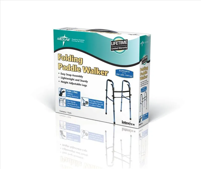 Medline - From: MDS86410KDBW To: MDS86410W54H - Two Button Folding Walkers with Wheels