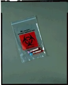 Medegen Medical - 49-97 - Collection Bag, 6" x 9", Zip Closure, Biohazard Black/ Red Print, 1000/cs
