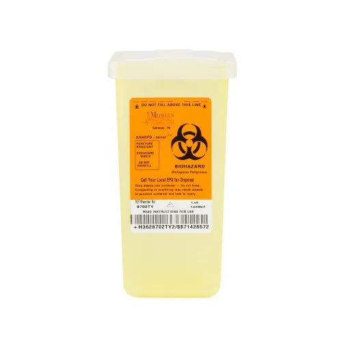 Medegen Medical - 8702TY - Stackable Sharps Container, Polypropylene, Biohazard Symbol, Translucent,1 Qt