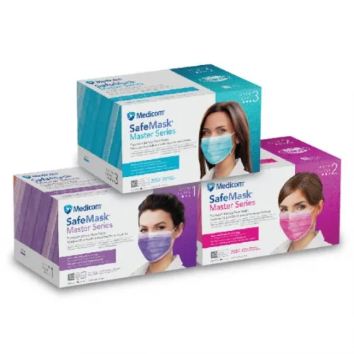 Medicom - From: 2055 To: 2059 - Procedure Earloop Mask, Master Series Plus, ASTM Level 2, Azalea Festival (Bright Fuschia), 50/bx, 10 bx/cs (Not Available for sale into Canada)