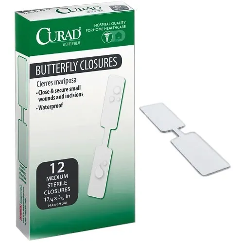 Medline Industries - Curad - CUR47442RB - Curad Butterfly Closure Adhesive Bandage, 3/8" x 1-3/4", White, Plastic, Latex-free