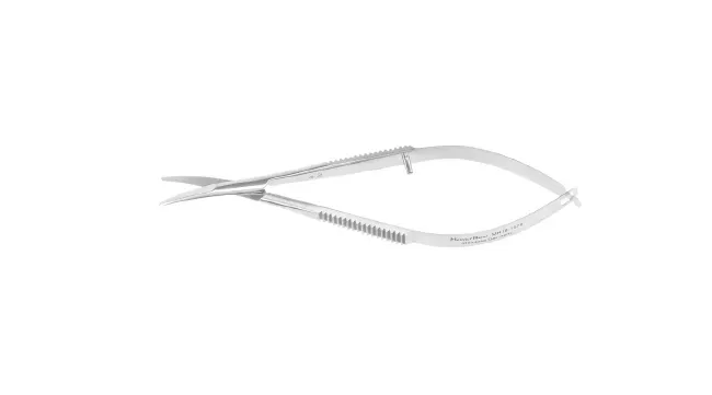 Integra Lifesciences - MeisterHand - MH18-1578 - Corneal Scissors Meisterhand Castroviejo 3-3/4 Inch Length Surgical Grade Stainless Steel Nonsterile Finger Ring Handle Curved Blunt Tip / Blunt Tip