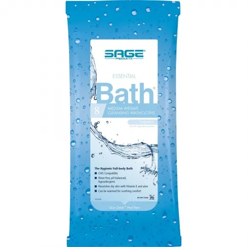 Sage - 7800 - Essential Bath Cleansing Washcloths, Fragrance, 8 Count