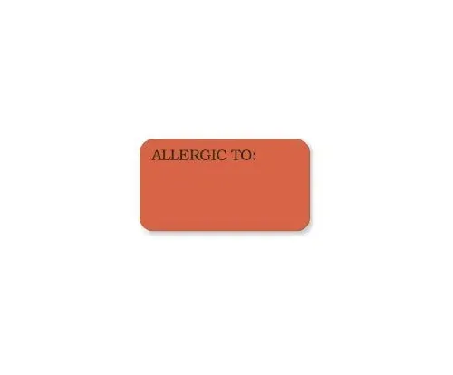 United Ad Label - UAL - ULCR014 - Pre-printed Label Ual Allergy Alert Red Paper Allergic To Black Alert Label 7/8 X 1-5/8 Inch