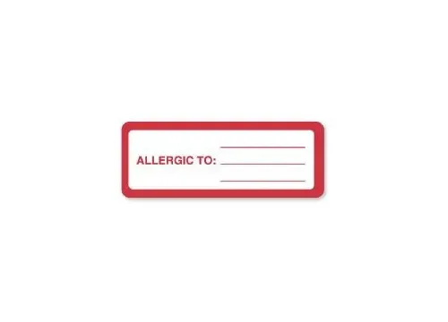 United Ad Label - UAL - ULHN303 - Pre-printed Label Ual Allergy Alert Red / White Paper Allergic To Red Alert Label 1-1/8 X 3 Inch